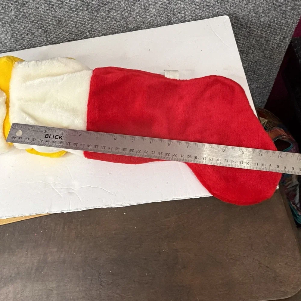 VTG Disney Land Winnie The Pooh 3D Plush Head Christmas Stocking Santa Hat